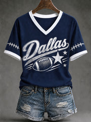 Women's Cowboys Football Fans Lovers Gameday Casual Short-Sleeved T-Shirt