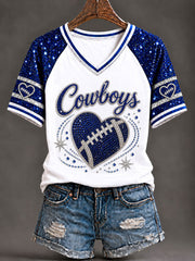Women's Cowboys Football Fans Lovers Gameday Casual Short-Sleeved T-Shirt
