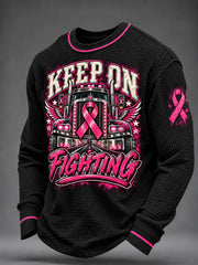 Men's Real Men Wear Pink Breast Cancer Awareness Waffle Sweatshirt