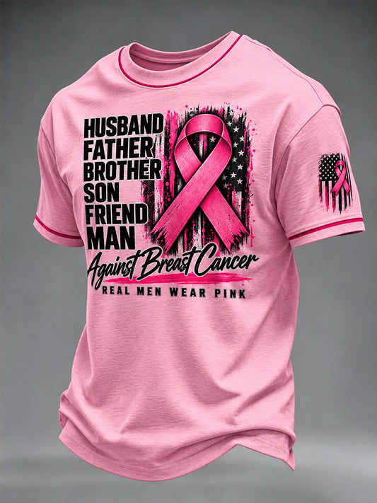 Men's Real Men Wear Pink Breast Cancer Awareness T-shirt