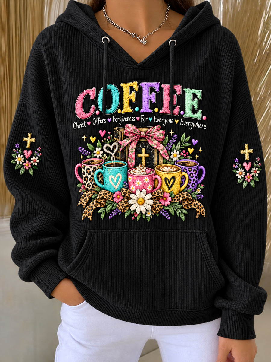 Women's Christian Coffee Christ Offers Forgiveness for Everyone Everywhere Hoodie