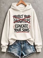 Women's 'Educate your sons not daughters' Printed Casual Regular Sweatshirt