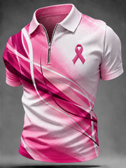 Men's Breast Cancer Awareness Print Zip up Shirt