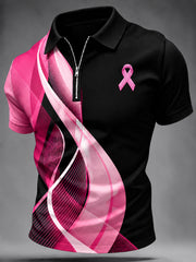 Men's Breast Cancer Awareness Print Zip up Shirt