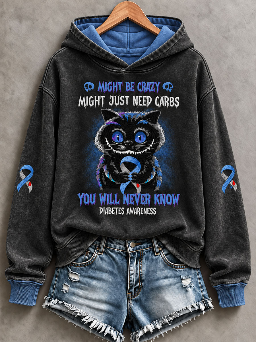 Women’s Diabetes Awareness Printed Casual Hoodie