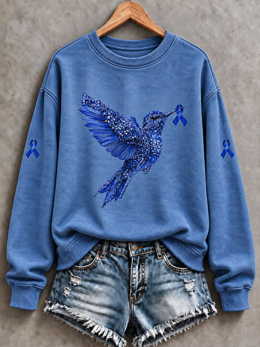Women's Diabetes Awareness Printed Casual Sweatshirt