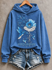 Women’s Diabetes Awareness Printed Casual Hoodie