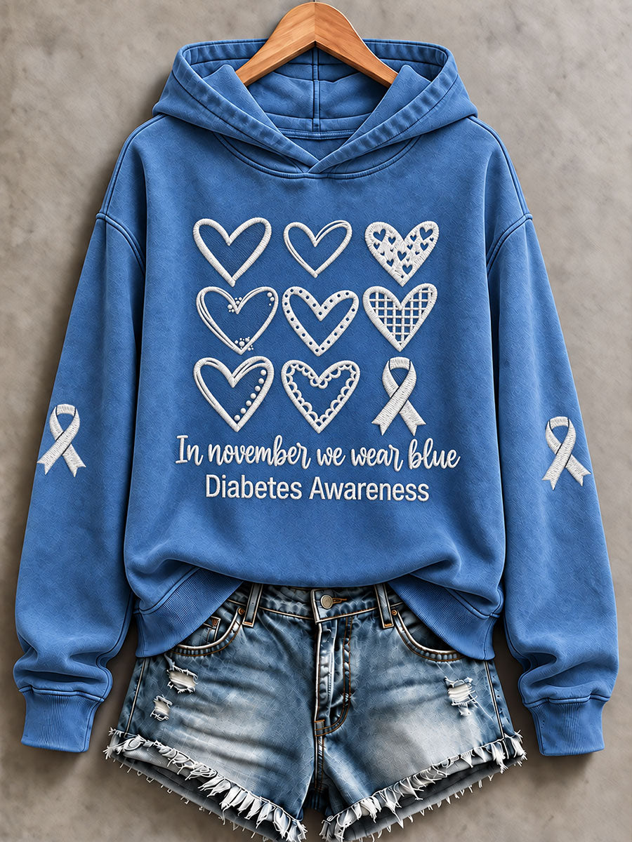Women’s Diabetes Awareness Printed Casual Hoodie