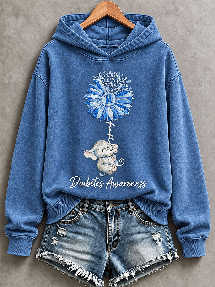 Women’s Diabetes Awareness Printed Casual Hoodie