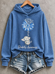 Women’s Diabetes Awareness Printed Casual Hoodie