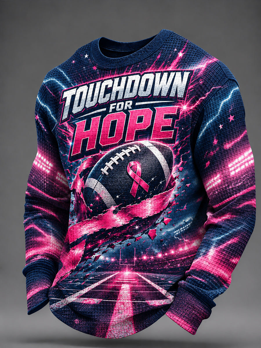 Men's Breast Cancer Awareness Print Waffle Sweatshirt
