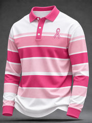 Men's Breast Cancer Awareness Print Long Sleeve Shirt