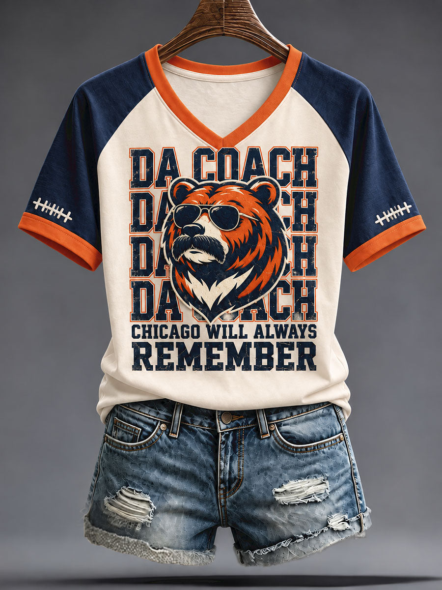 Women's Chicago Football Lover Da Coach Legend Printed T-shirt
