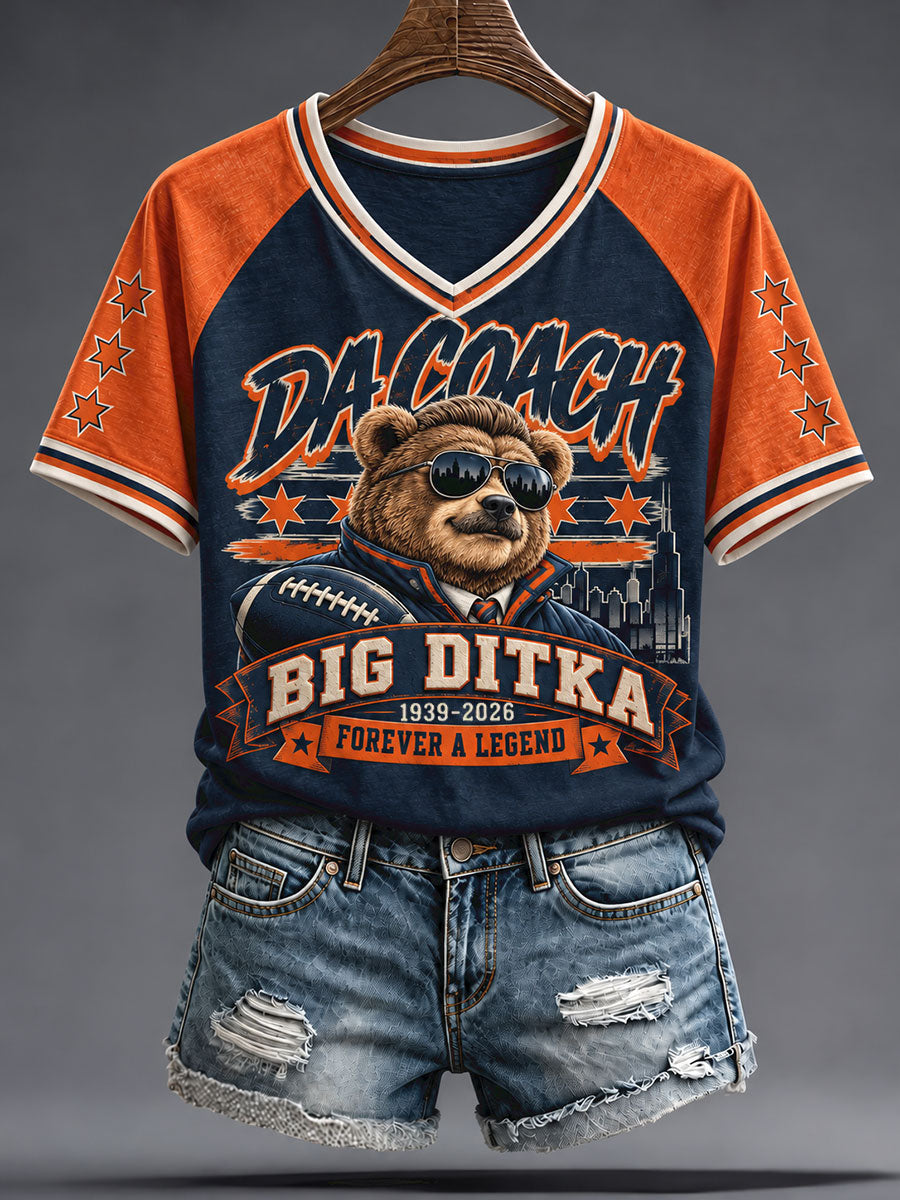 Women's Chicago Football Lover Da Coach Legend Printed T-shirt