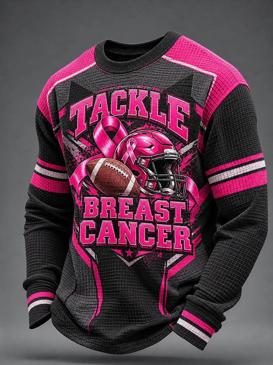 Men's Breast Cancer Awareness Print Waffle Sweatshirt