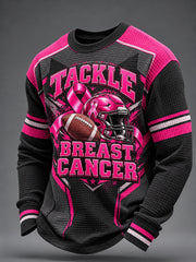 Men's Breast Cancer Awareness Print Waffle Sweatshirt
