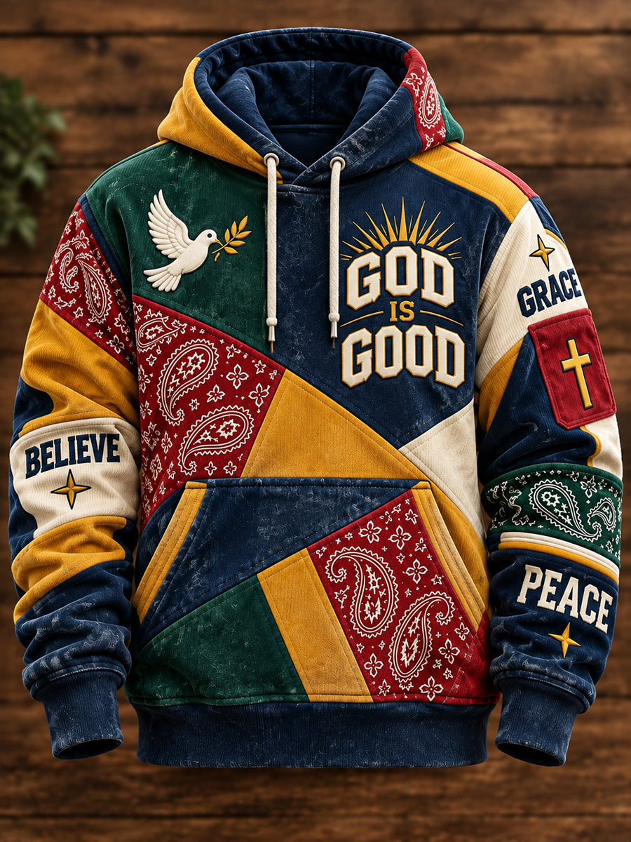 Men's Faith Oversized Drop-Shoulder Hoodie with Pockets