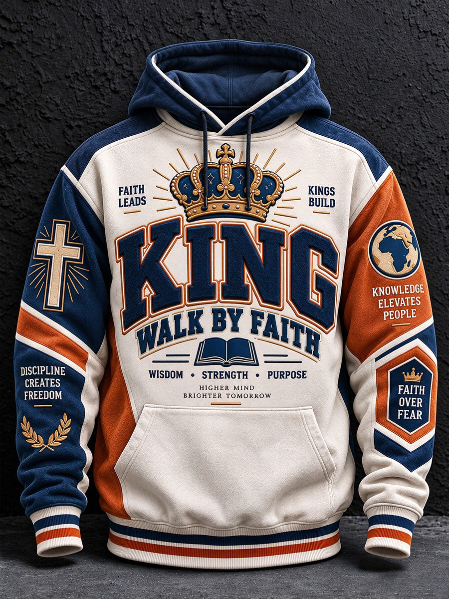 Men's King Walk By Faith Print Hoodie