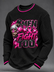 Men's Real Men Wear Pink Breast Cancer Awareness Print Waffle Sweatshirt