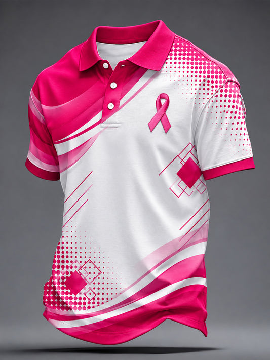 Men's Real Men Wear Pink Breast Cancer Awareness Print Shirt