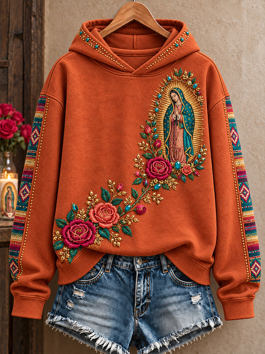 Women's Our Lady of Guadalupe Day Faith Lover Art Printed Hoodie