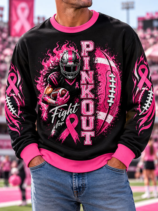 Men's Pink Out Tackle Breast Cancer Print Breast Cancer Awareness Sweatshirt