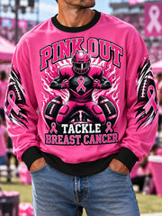 Men's Pink Out Tackle Breast Cancer Print Breast Cancer Awareness Sweatshirt