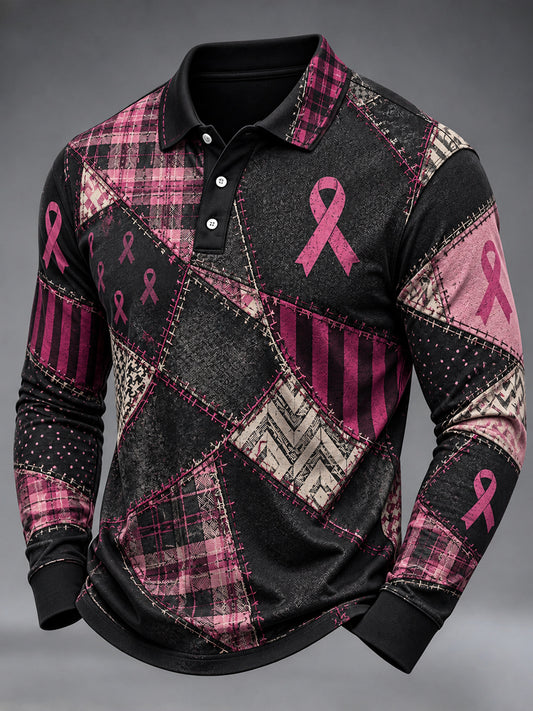 Men's Real Men Wear Pink Breast Cancer Awareness Long Sleeve Shirt