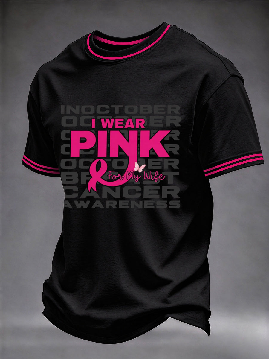 Men's Real Men Wear Pink Breast Cancer Awareness T-shirt