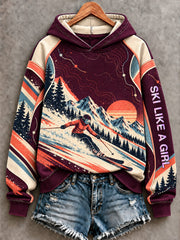 Women's Ski Like A Girl Printed Hoodie