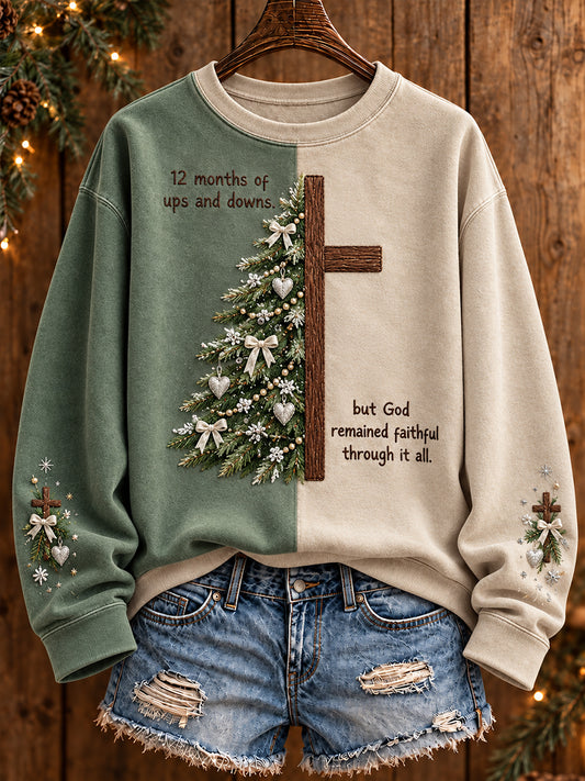 Women's Merry Christmas Faith The Season The Reason Printed Sweatshirt
