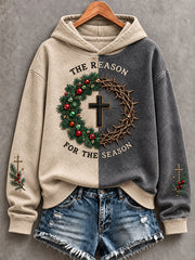 Women's Merry Christmas Faith The Season The Reason Printed Hoodie