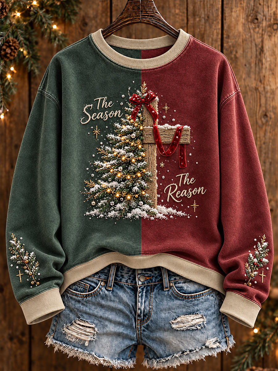 Women's Merry Christmas Faith The Season The Reason Printed Sweatshirt