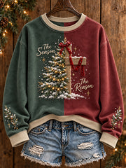 Women's Merry Christmas Faith The Season The Reason Printed Sweatshirt