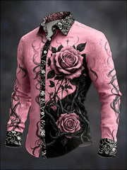 Men's Floral Art Long Sleeve Shirt
