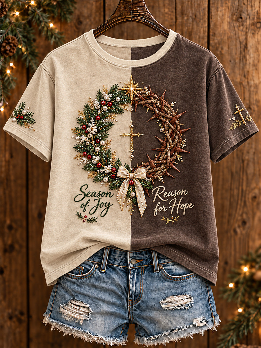 Women's Christmas Faith The Season The Reaon Printed T-shirt