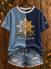 Women's Christmas Faith The Season The Reaon Printed T-shirt