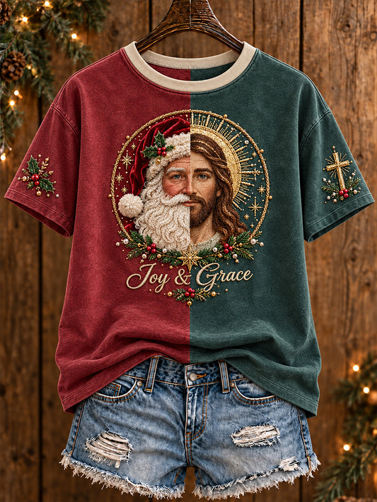 Women's Christmas Faith The Season The Reaon Printed T-shirt