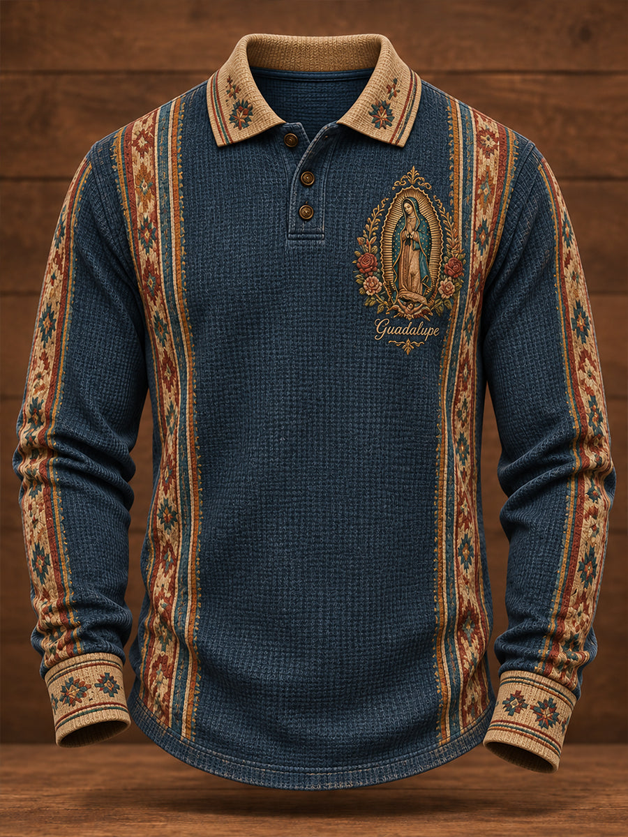 Men's Mexico Our Lady of Guadalupe Day Floral Art Printed Casual Tops