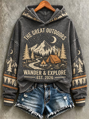 Women's Camping Print Sweatshirt