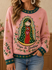 Women's Our Lady of Guadalupe Day Art Printed Casual Tops