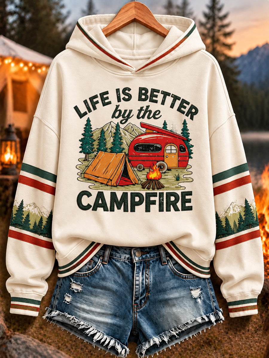 Women's Camping Print Sweatshirt