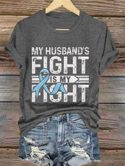 Women's Mustache Print Men's Health Support Graphic T-Shirt