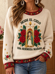 Women's Mexico Our Lady of Guadalupe Day Art Printed Sweater
