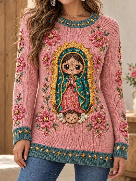 Women's Mexico Our Lady of Guadalupe Day Art Printed Sweater