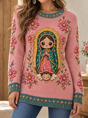 Women's Mexico Our Lady of Guadalupe Day Art Printed Sweater