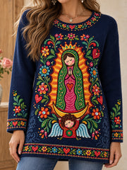 Women's Mexico Our Lady of Guadalupe Day Art Printed Sweater