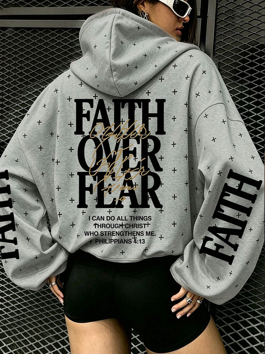 Women's Faith Over Fear Print Hoodies