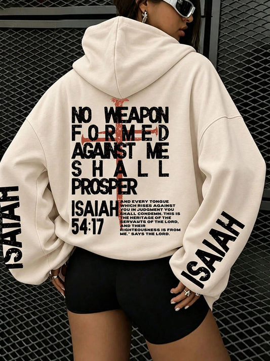 Women's No Weapon Formed Against Me Shall Prosper Print Hoodies