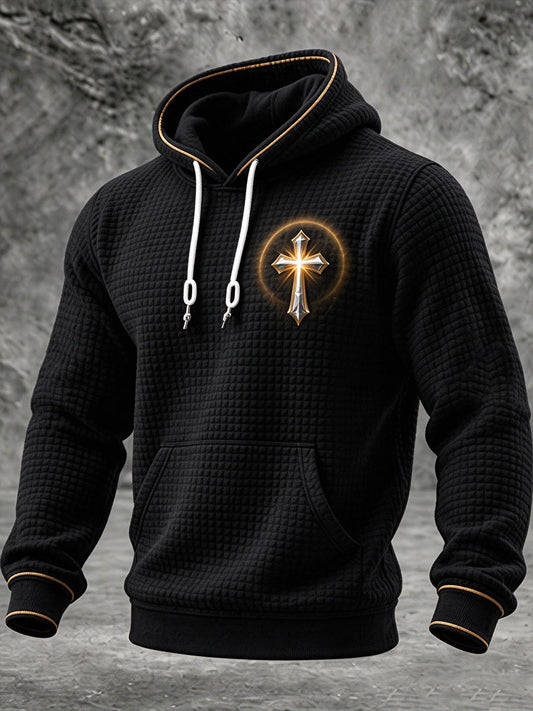 Men's The Way The Truth The Life Print Checkered Cotton Hoodie